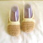 Unisex Slippers Beige Cream Wool Slippers Crochet..