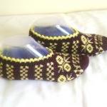Brown Yellow Slippers Crochet Slippers Woman..