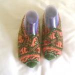 Orange Green Slippers Crochet Slippers Woman..