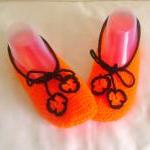 Orange Black Slippers Crochet Slippers Woman..