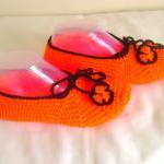 Orange Black Slippers Crochet Slippers Woman..