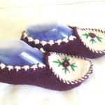 Woman Slippers Plum Ivory Slippers Home Shoes Cosy..
