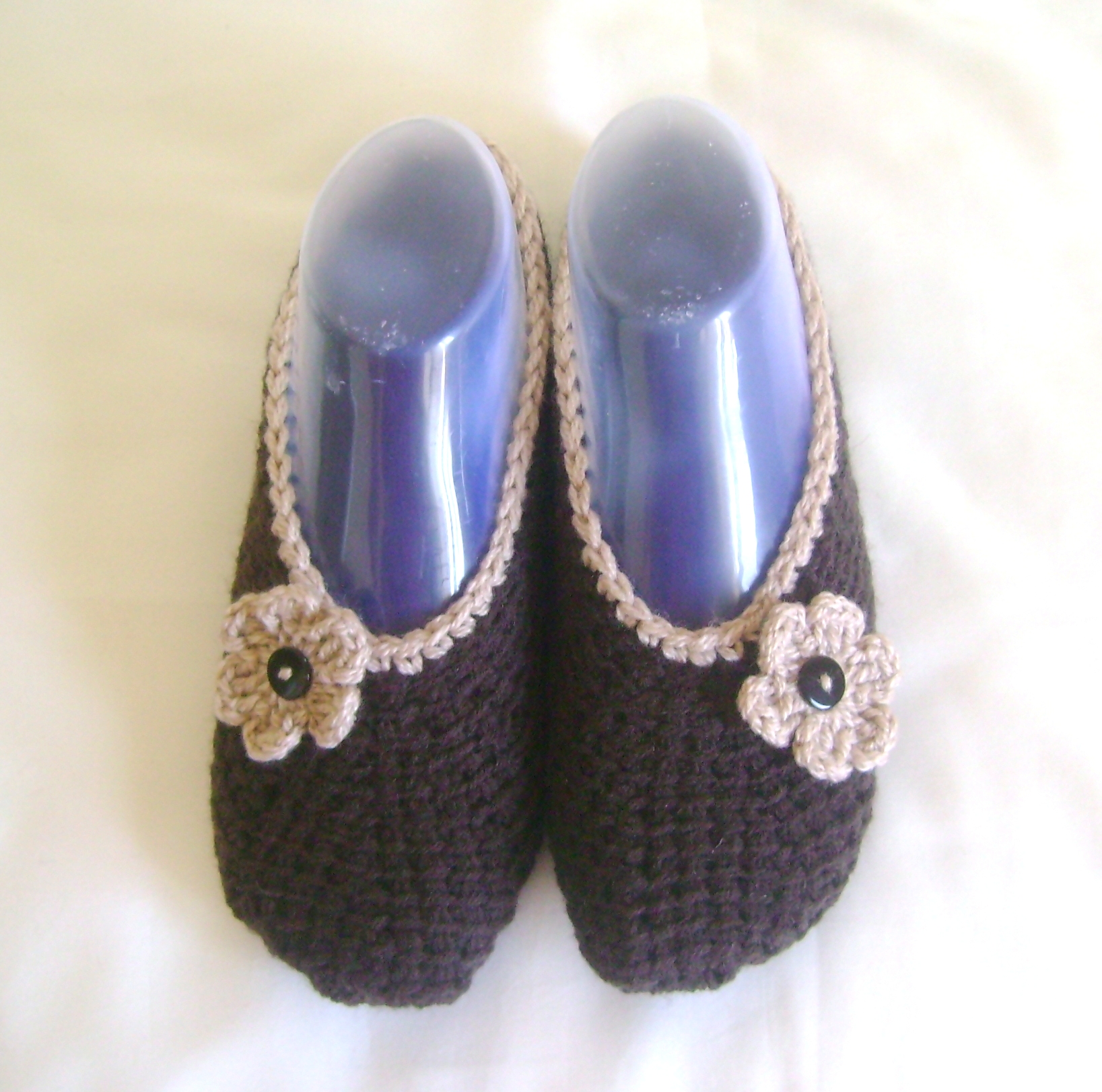 Brown Cream Wool Slippers Crochet Slippers Woman Slippers Home Shoes ...